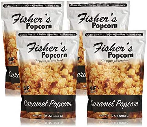 Fisher's Popcorn | Caramel Flavor | 10oz Bag | 4-Pack
