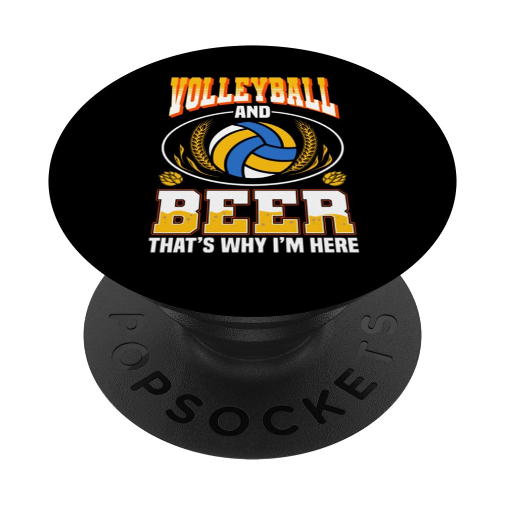 Volleyball And Beer That's Why I'm Here Vintage Sports Team PopSockets Swappable PopGrip