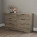 South Shore Holland 6-Drawer Double Dresser, Weathered Oak,