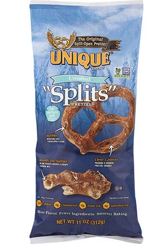 Unique Snacks Unsalted Splits, Delicious, Vegan, Homestyle Baked, Certified OU Kosher and Non-GMO, 11 Ounce Bag (Pack of 3)