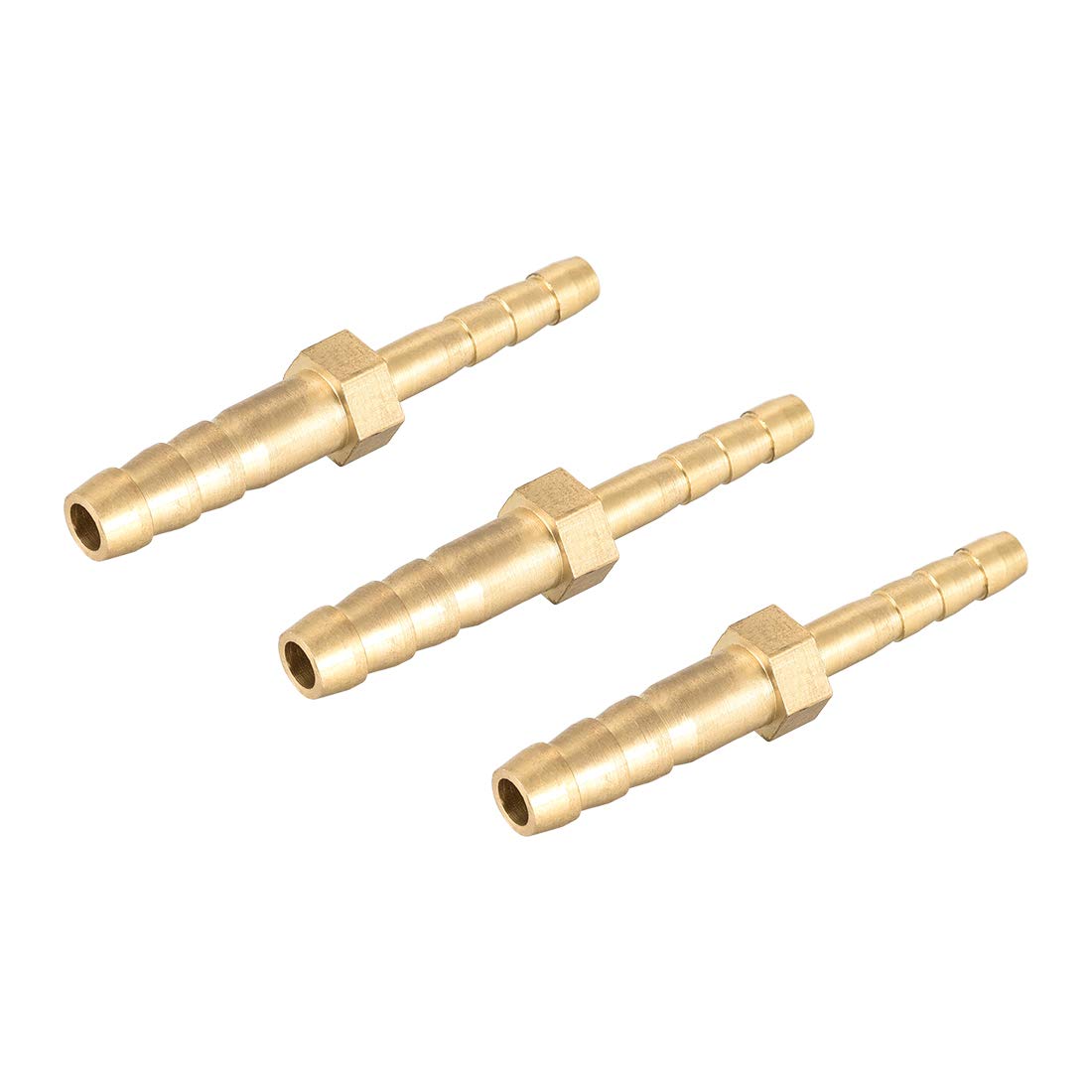 sourcing map Straight Brass Barb Fitting Reducer, Fit Hose ID 6mm to 4mm 3pcs