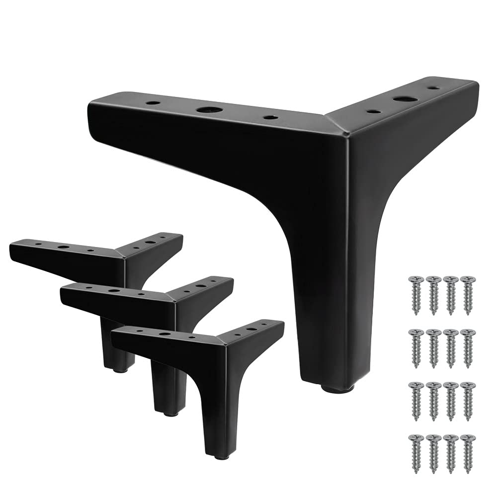 Cjueiom 13cm / 5 Inch Furniture Legs, Black Metal Triangle Feet for Sofa, Couch, Table, Cabinet, Ottoman, Modern Replacement Legs, 4Pcs — image 1
