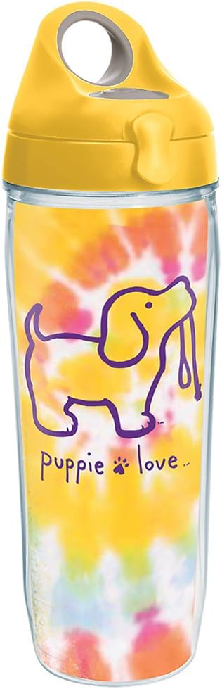 Tervis Made in USA Double Walled Puppie Love Insulated Tumbler Cup Keeps Drinks Cold & Hot, 24oz Water Bottle, Tie Dye Puppy