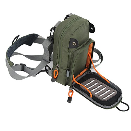 Kylebooker Fly Fishing Chest Bag Lightweight Waist Pack (Army Green)