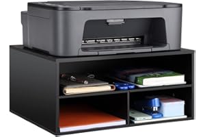 EMERIT Printer Stand Shelf with Storage Wood Desk Paper Organzier for Home/Office,Printer Riser, 2 Tire