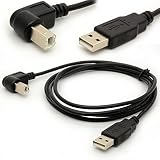 1.5M USB to Printer Adapter Cables 90 Degree USB 2.0 A male to B Up Angle Plug Converter Lead 480Mbps High Speed Wireless Wired Adaptor Scanner Extension Cord (UP)
