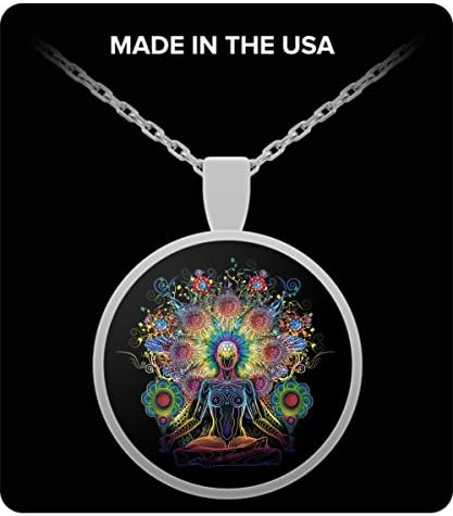 Mandala Pendant Necklace - Yoga Lover Gifts - Kundalini Yoga Jewelry - Elephant Chakra Flower of Life - Sterling Silver Heart Necklaces - Spiritual Infinity Balance Women Gift - Lotus Flower Mom Xmas