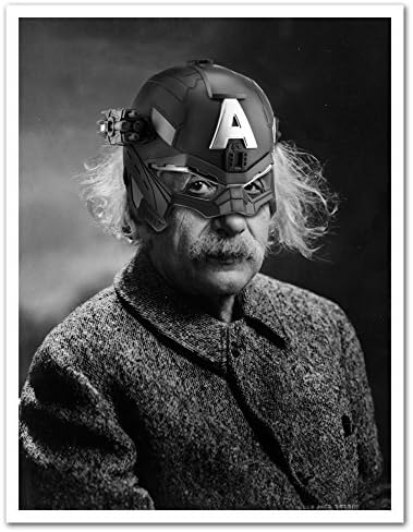 Cannonwalls CWPOS5000 uStrip Peel and Stick Captain Albert Einstein America Avengers Mash Up Removable Wall Decal Sticker Poster