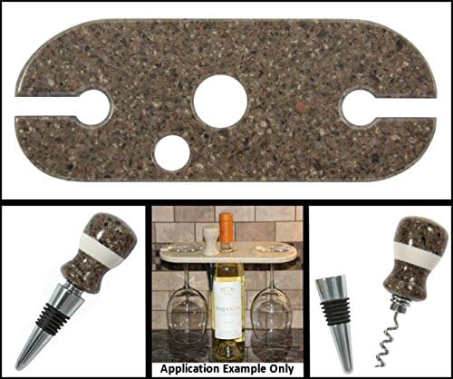 Solid Surface Two Wine Glass Display with Bottle Stopper &amp; Cork Screw #TGS-118
