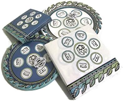 Passover Dessert and Lunch Plates, and Lunch and Beverage Napkins Bundle - High Quality Creative Converting Paper Goods