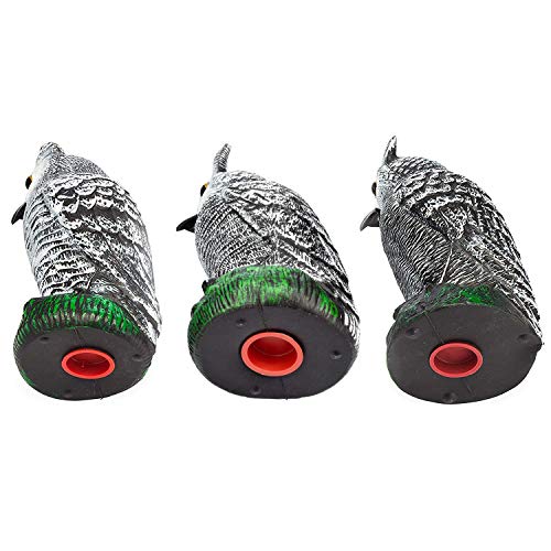 Fake Owl Decoy and Bird Deterrent Set of 3 Plastic Owl to Scare Birds