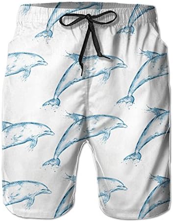 3D Water Dolphin Cute Print Mens Surf Quick-drying Short Shorts With Pocket