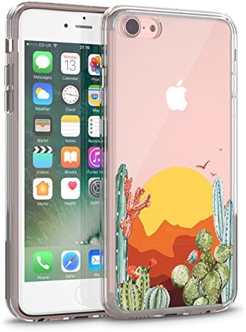 iPhone 8 Clear Case, iPhone 7 Case, CASESOCIETY Desert Sunset Cactus Clear Design Transparent Plastic Hard Back Case with TPU Bumper Protective Rubber Case Cover for iPhone 7 (4.7 Inch)
