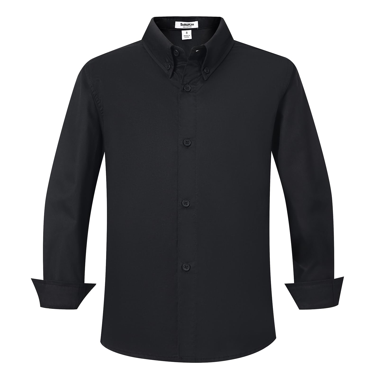 Photo 1 of ScHaXjm Black Button Up Shirt Boys Pure Cotton Classic Collar Buckle Boy Button Down Shirt 4-18 Years