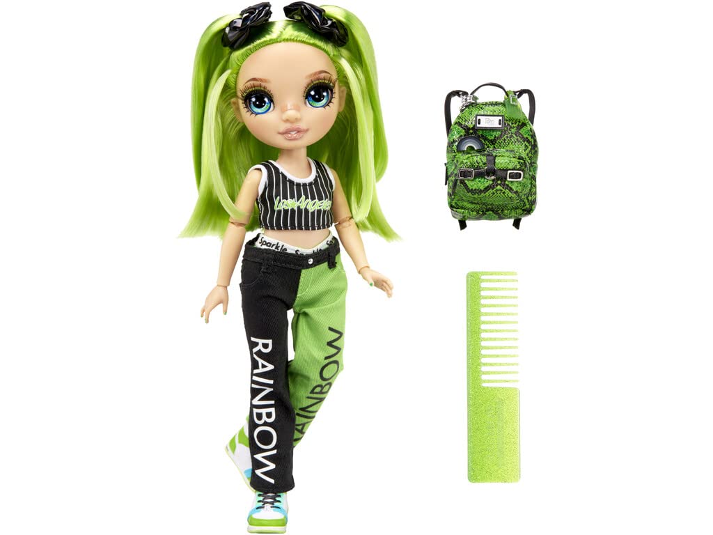 Rainbow High Jr .High - JADE HUNTER - 9-Inch (23cm) Green Fashion Doll with Outfit & Accessories - Includes Fabric Backpack with Open & Close Feature - Gift & Collectable for Kids Ages 6+