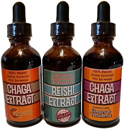 Chaga Mushroom 100% Pure Extract Liquid Drops (Mushroom Power Pack + HALF PRICED Bottle)