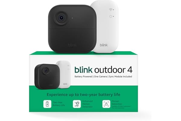 Blink Outdoor 4 – Wireless smart security camera, two-year battery life, 1080p HD day and infrared night live view, two-way t