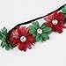 Lux Accessories Xmas Holiday Christmas Headband - Green Red Floral Crown
