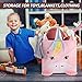 Chener Unicorn Toy Storage Bins, Plush Toy Box for Kids Smell Free Velvet Cube Organizer Collapsible Toy Storage Basket Cubes for Girls 12.6 in Washable Cube Storage Chests for Baby Nursery Room-Pink
