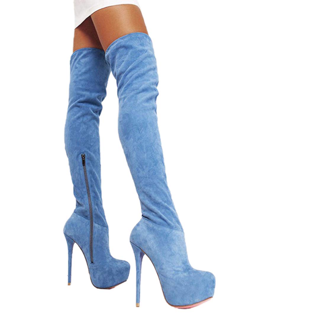 thigh high boots thin heel
