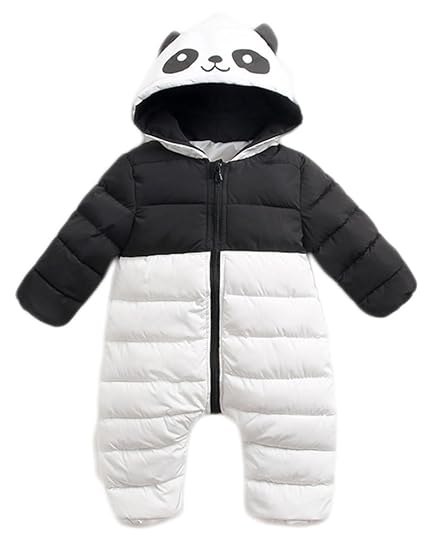 Roffatide Kleinkinder Niedlich Panda Daunenoveralls Strampelanzug mit Kapuze Winterjacke Kostüm Säugling Jungen Mädchen