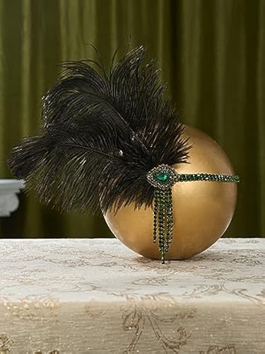 SWEETV Flapper Headband 1920s Headpiece for Women, Roaring 20s Great Gatsby  Feather Rhinestone Hair Accessorie