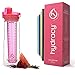 Hydracy Fruit Infuser Water Bottle - 25 Oz Sports Bottle with Full Length Infusion Rod and Insulating Sleeve Combo Set + 27 Fruit Infused Water Recipes eBook Gift - Lollipop Pink