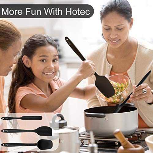 HOTEC Food Grade Silicone Rubber Spatula Set Kitchen Utensils for Baking, Cooking, and Mixing