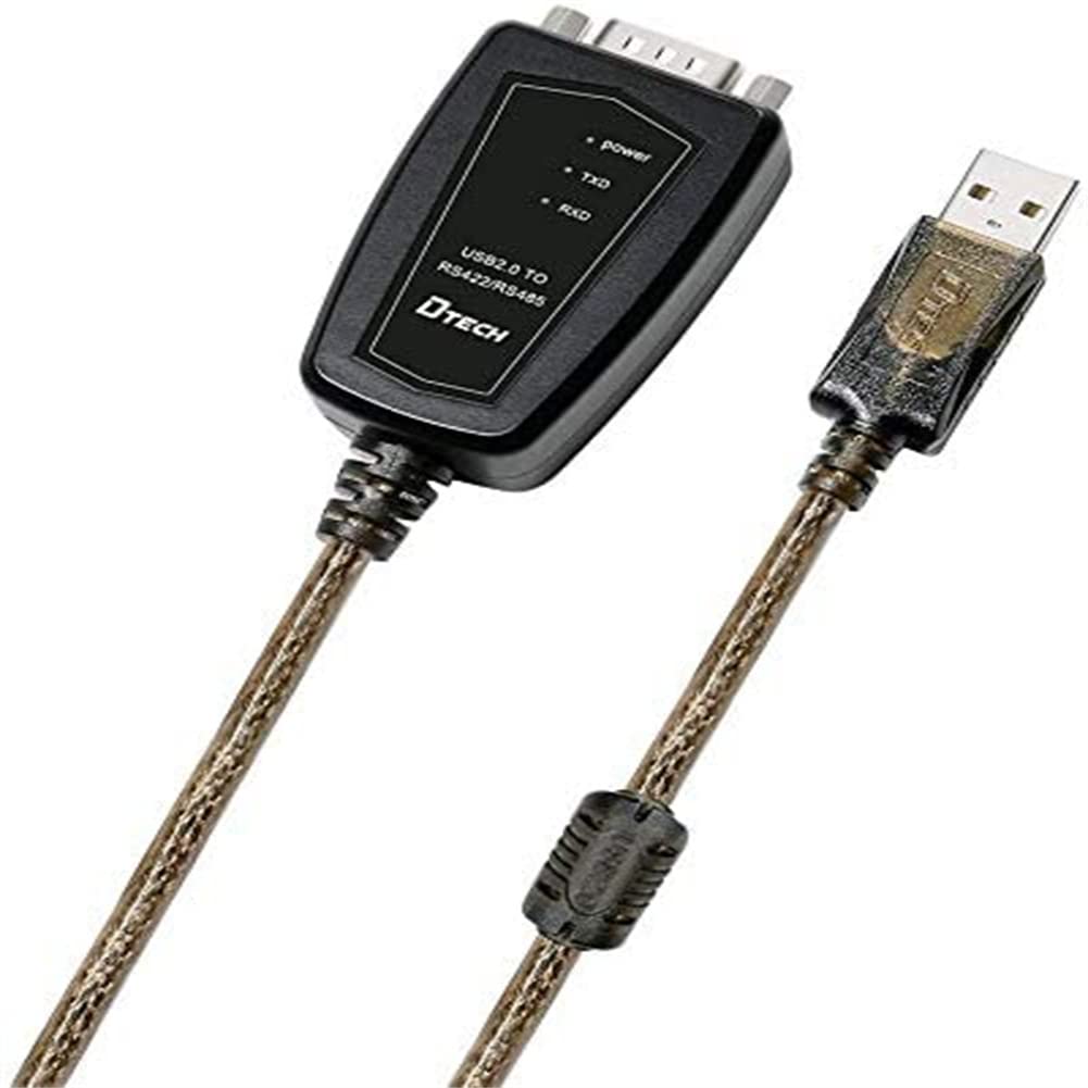 DTECH USB to RS485 or RS422 Serial Communication Port Converter Adapter Cable with CP2102 Chip Terminal Board LED Lights Ferrite Core for Windows 11 10 8 7 XP Mac (5ft)