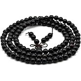Zen Dear Unisex Natural Ebony Buddhist Prayer Bead Buddha Necklace Buddhism Bracelet Tibetan Prayer Mala Beaded 108 Wood Beads Black