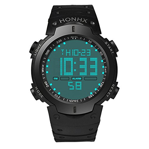 Fashion Waterproof Men's Boy LCD Digital Stopwatch Date Rubber Sport Wrist Watch (Black) - Thumbnail 3