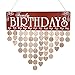 JHYQ-US [Mom Birthday Gifts] Family Birthday Calendar Wooden Crafts Wall Hanging Plaque Board for Family Friends Birthday Reminder with 50 Pieces Wooden DIY Discs Hanging One by One