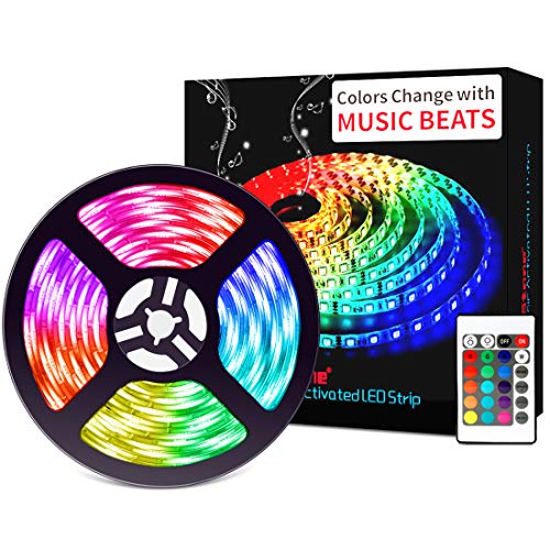 LED Strip Lights, DotStone Music LED Lights Strip Kit SMD 5050 RGB Color Changing Lights with Remote for Bedroom, Kitchen, Room, TV, Party, Home Decoration, Christmas 16.4ft