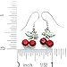Green Leaf Red Fruit Cherry Dangle Earrings Red Green Rhinestones Fashion Jewelry