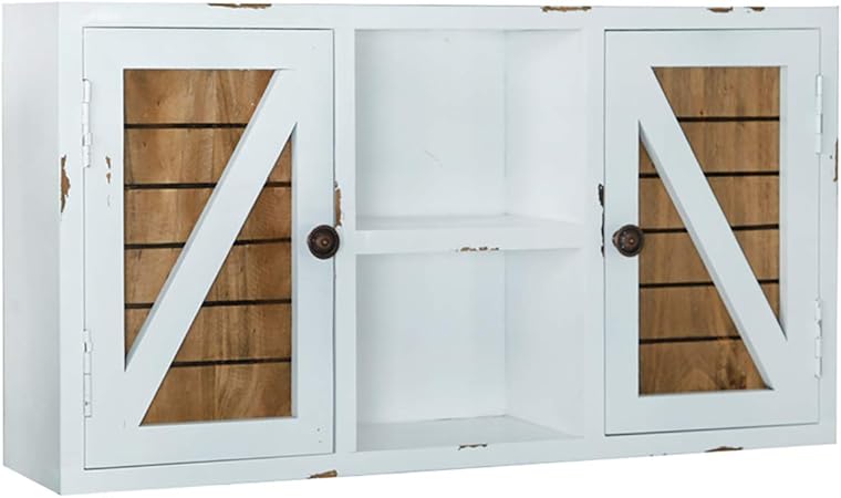 Country Farmhouse Wall Cabinets Rustic Wood Kitchen Storage Cabinets With 2 Door Front Hanging Distressed Locker 28 Inch Art Decor With White Washed Finish Amazon Co Uk Kitchen Home
