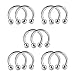 COTTVOTT 10pcs 14G 16G Stainless Steel Horseshoe Hoop Rings Ear Eyebrow Nose Septum Nipple Piercing 6-14mm (10pcs Ball 16G*8 * 3)