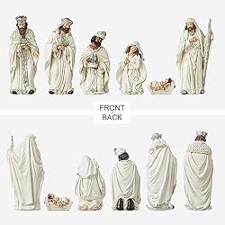 glitzhome 6Pcs Ivory Resin Nativity Figurines Sets