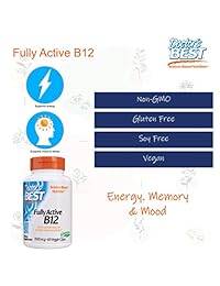 Doctor's Best Totalmente Activo B12 1500 mcg, No GMO, Vegano, Sin Gluten, Soporta Memoria Sana,...