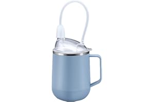 XYszpcgs Stainless Steel Straw Cup, 15.8 oz Adult Leak-Proof Cup, Designed for Seniors, Spill-Proof Suitable for Bedridden Seniors and Dementia Patients, Blue