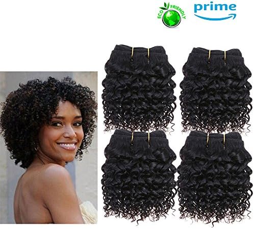 Topuhair Peruvian Kinky Curly Hair Extension #1B Blonde Peruvian Kinky Curly Human Hair Weave Extensions Non-RemyHair 100g/Bundle (8/8/8 Inch 300g, 1B)