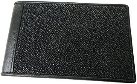 Drumsurn Imports Genuine Stingray Leather Bi-Fold Credit Card Wallet, Black