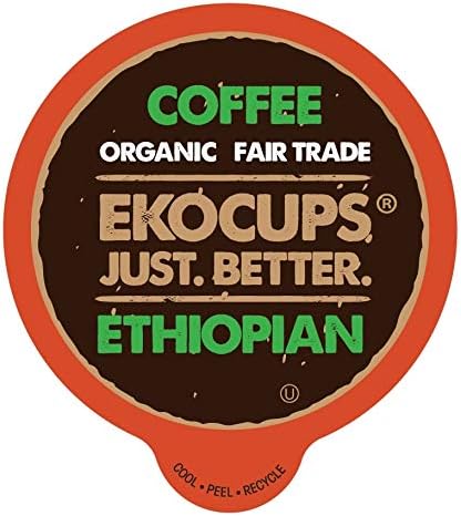 EKOCUPS Artisa Organic Ethiopian Coffee, Medium Roast, in Recyclable Single Serve Cups for Keurig K-cup Brewers, 40 Count
