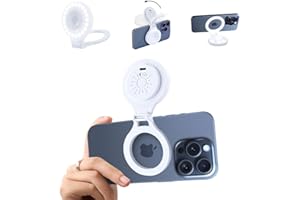 EJU Selfie Ring LED Light for iPhone Picture,Magnetic Phone Light Camera Laptop Photography Lighting,Desk Ringlight Tripod Stand Video Record Streaming Vlog Makeup,Tiktok Content Creators Essentials Clip