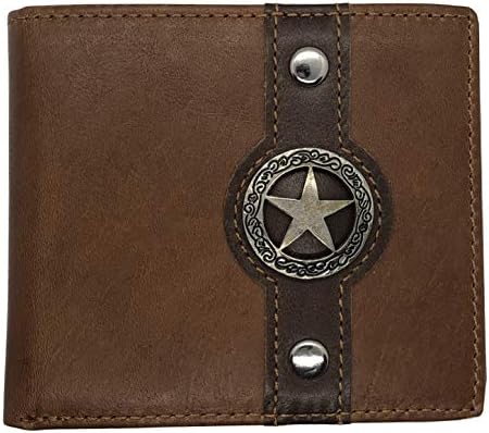 Genuine Leather Men's Wallet Bifold Western Wallet for Men Birthday Gift Lone Star