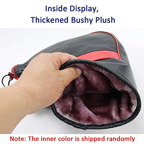Ya-tube Motorcycle Grip Handlebar Muff Cold-Proof Pu Leather Windproof Waterproof Thermal Cover Glove Drawstring Closing