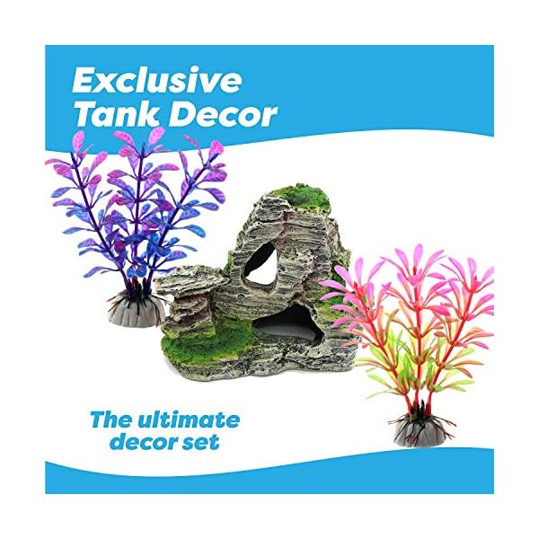 Vibury-Aquarium-Decoration-Plants-with-Rockery-View-13pcs-Green-Aquarium-Plants-Plastic-and-Aquarium-Mountain-Reef-Rock-Cave-Resin-Fish-Tank-Ornament-Decoration Vibury Aquarium Decoration Plants with Rockery View, 13pcs Green Aquarium Plants Plastic and Aquarium Mountain Reef Rock…