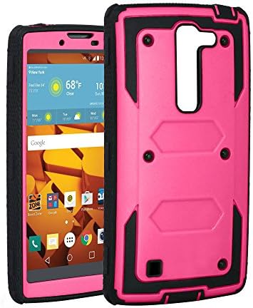 for LG VOLT 2 Case LS751 Case QAenly Creative Hybrid LG Magna C90 Case LG H525N G4C Case Heavy Duty Rugged Dual Layer Case with kickstand for LG H525N G4C case LG G4C LG G4C Pink