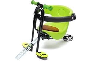 MONIPA Portable Child Bicycle Seat, Soft Saddle Chair w/Foot Pedal, Front Mounted Baby Kids Safety Seat Carrier Adjusting Belt Buckle Easy Installation (Green)