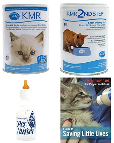 AP Taber Store KMR Kitten Milk Replacer Powder Kittens & Cats Four Paws Kitten Nursing Bottle PetAg KMR 2nd Step Kitten Weaning Food Powder Saving Little Lives Brochure Bundle