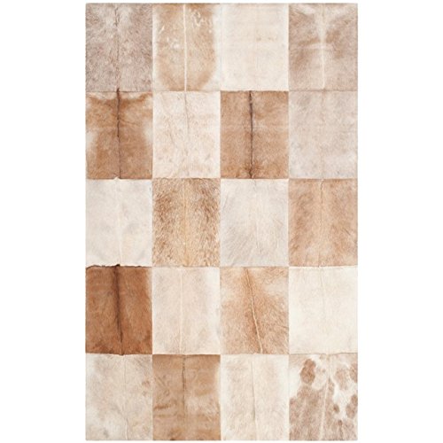 Safavieh Studio Leather Collection STL168A Handmade Beige and Brown Leather Runner (2'3" x 7')